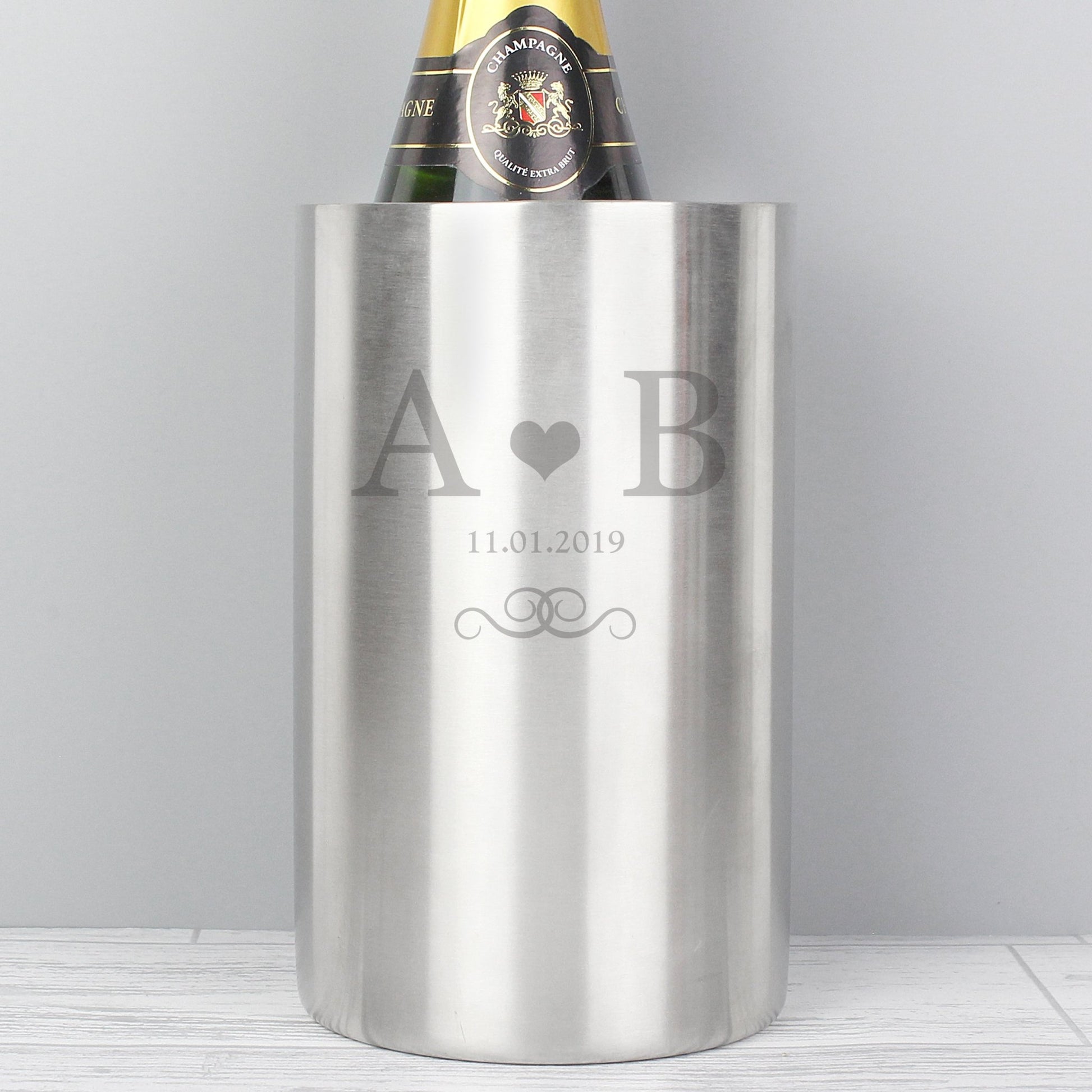 Personalised Monogram Stainless Steel Wine Cooler | Inspired Creative Gifts | UK Supplier
