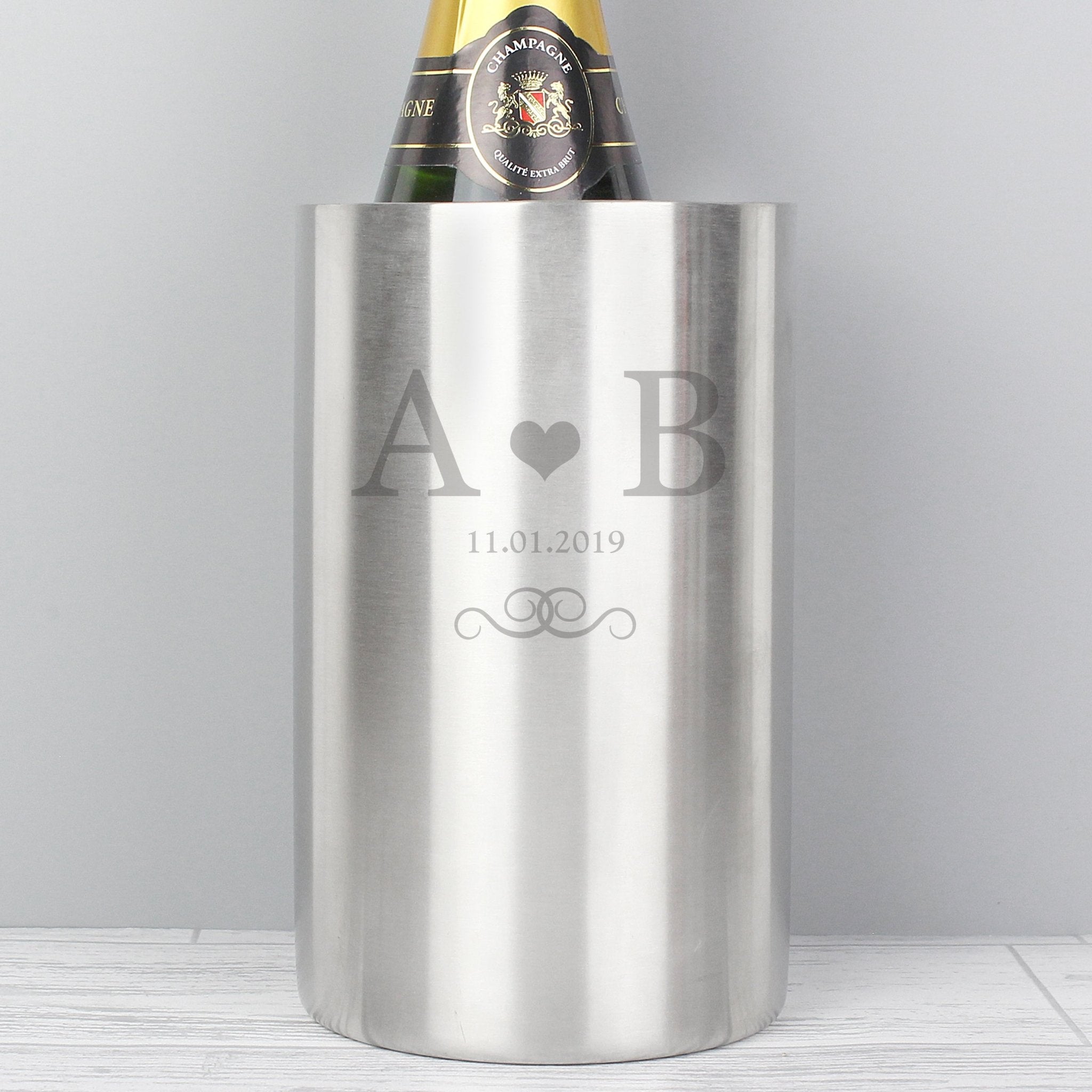 Personalised Monogram Stainless Steel Wine Cooler | Inspired Creative Gifts | UK Supplier