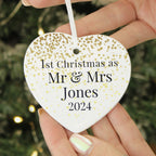Custom Mr & Mrs 1st Christmas Heart Decoration | Inspired Creative Gifts | UK Supplier