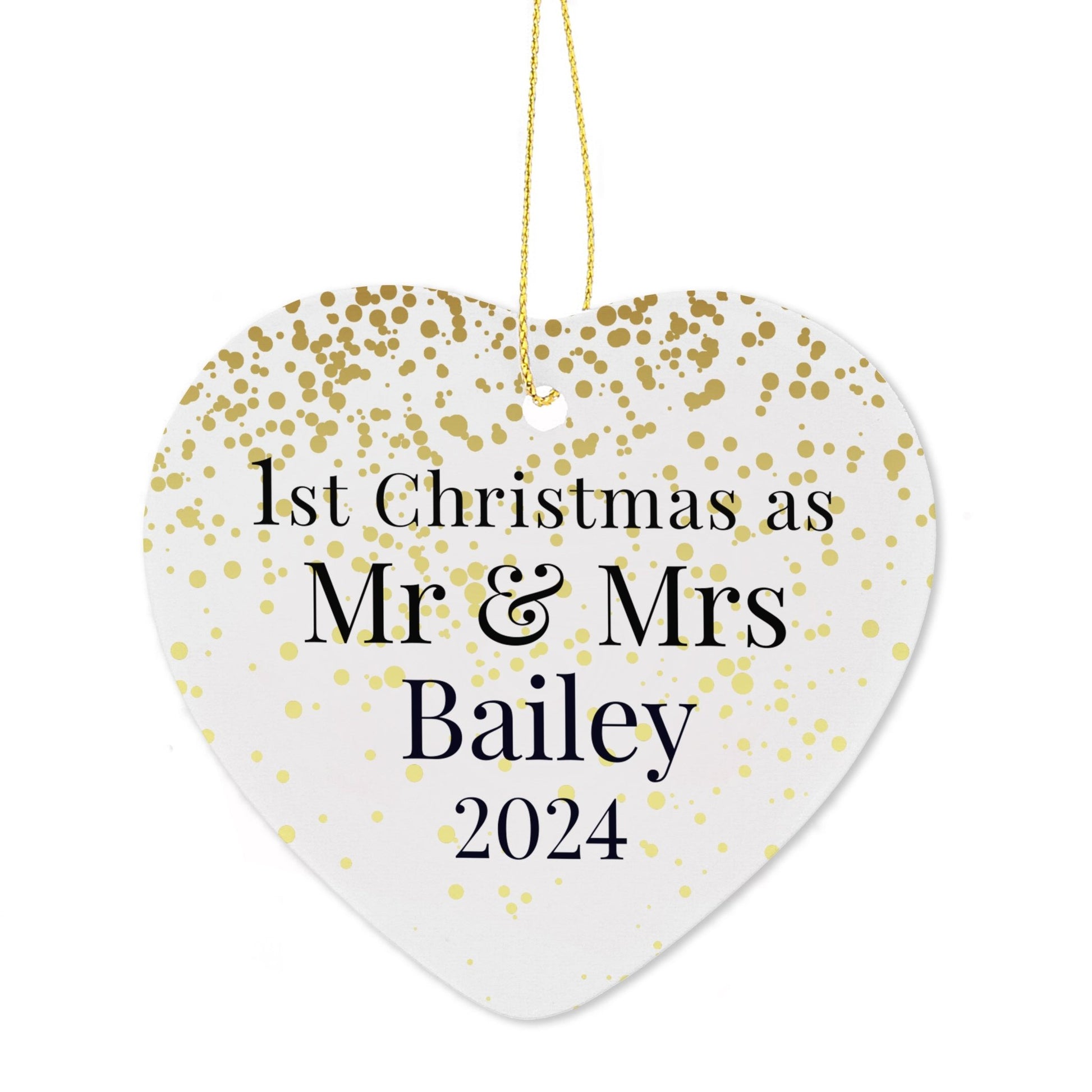 Custom Mr & Mrs 1st Christmas Heart Decoration | Inspired Creative Gifts | UK Supplier