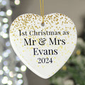 Custom Mr & Mrs 1st Christmas Heart Decoration | Inspired Creative Gifts | UK Supplier