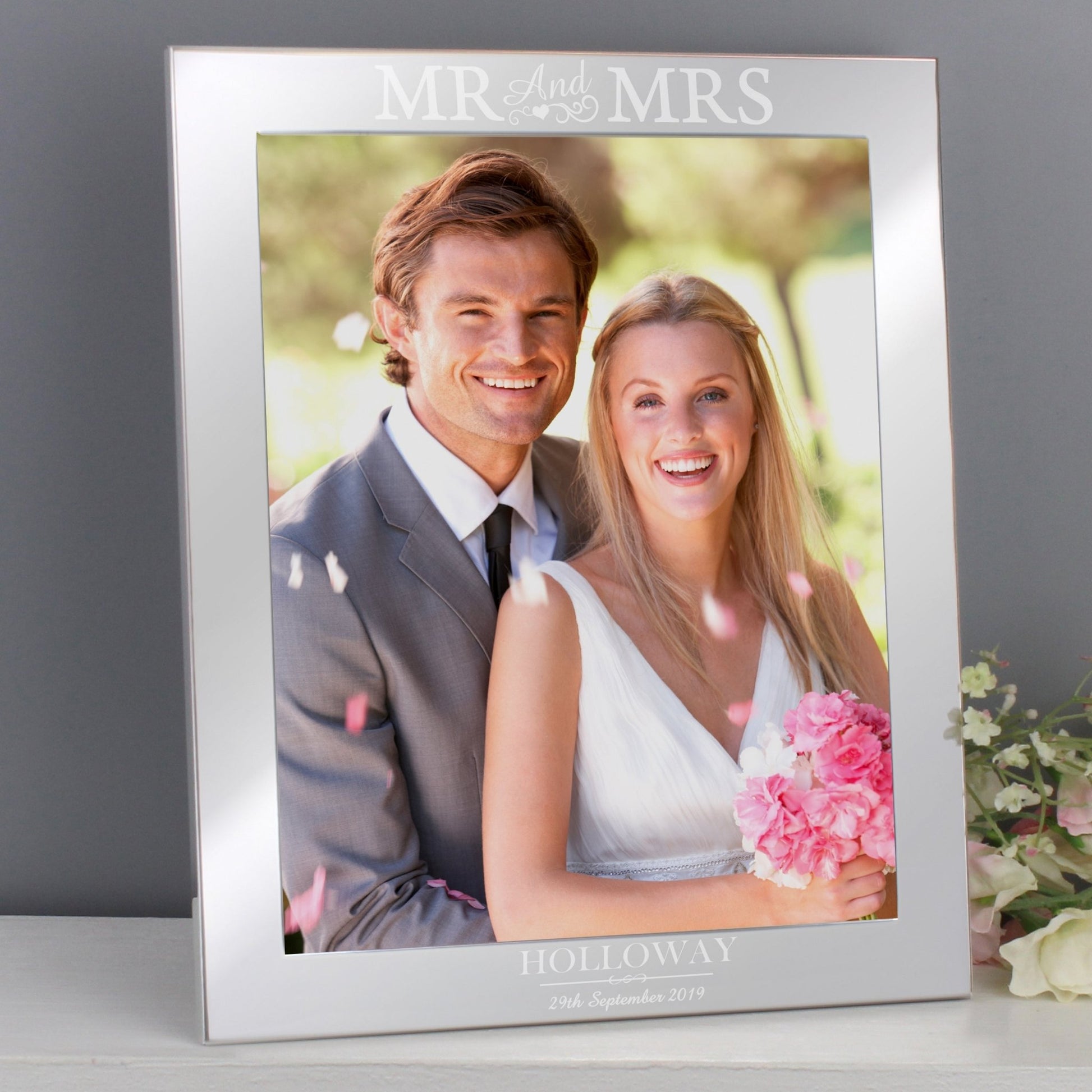 Personalised Mr & Mrs 10x8 Silver Photo Frame | Inspired Creative Gifts | UK Supplier