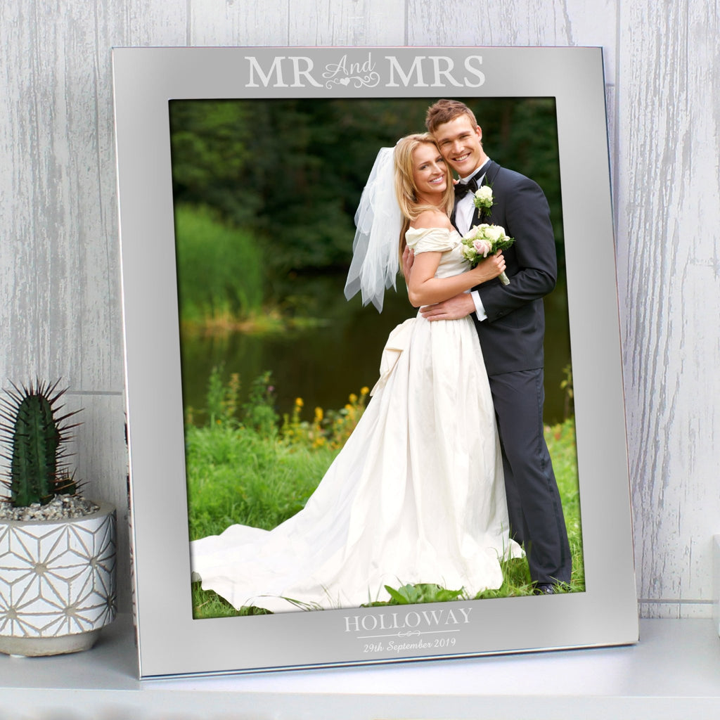 Personalised Mr & Mrs 10x8 Silver Photo Frame | Inspired Creative Gifts | UK Supplier