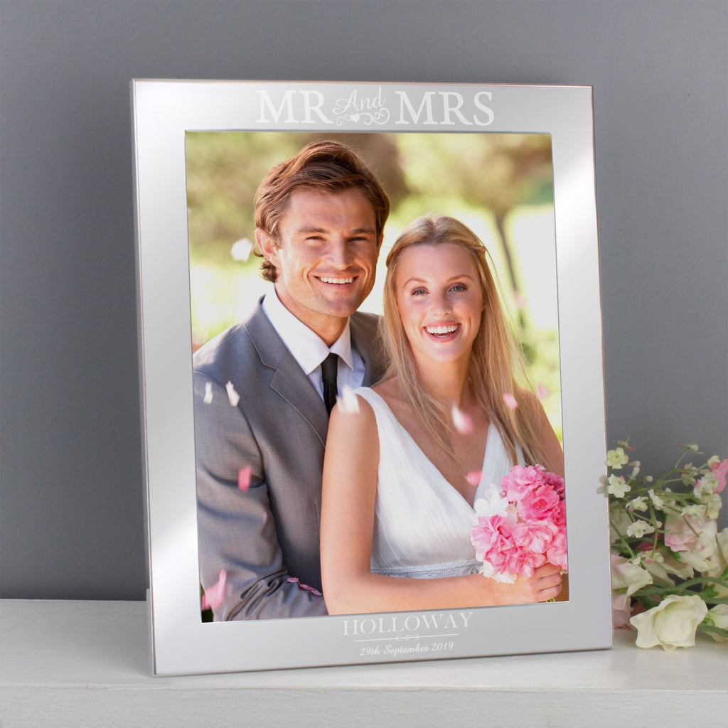 Personalised Mr & Mrs 10x8 Silver Photo Frame | Inspired Creative Gifts | UK Supplier
