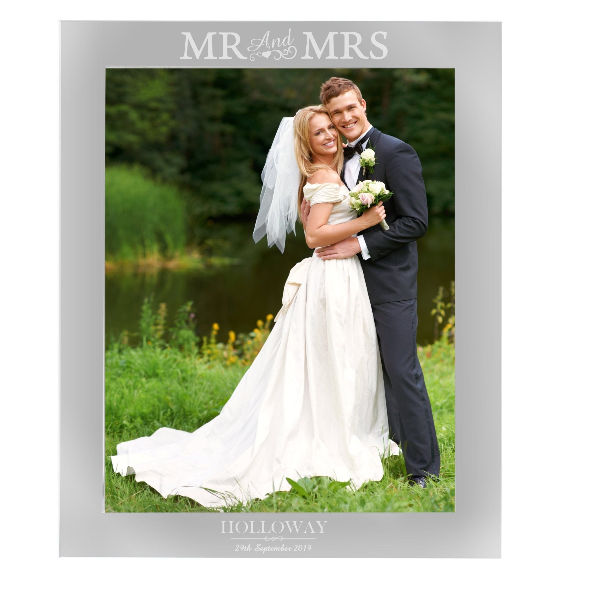 Personalised Mr & Mrs 10x8 Silver Photo Frame | Inspired Creative Gifts | UK Supplier