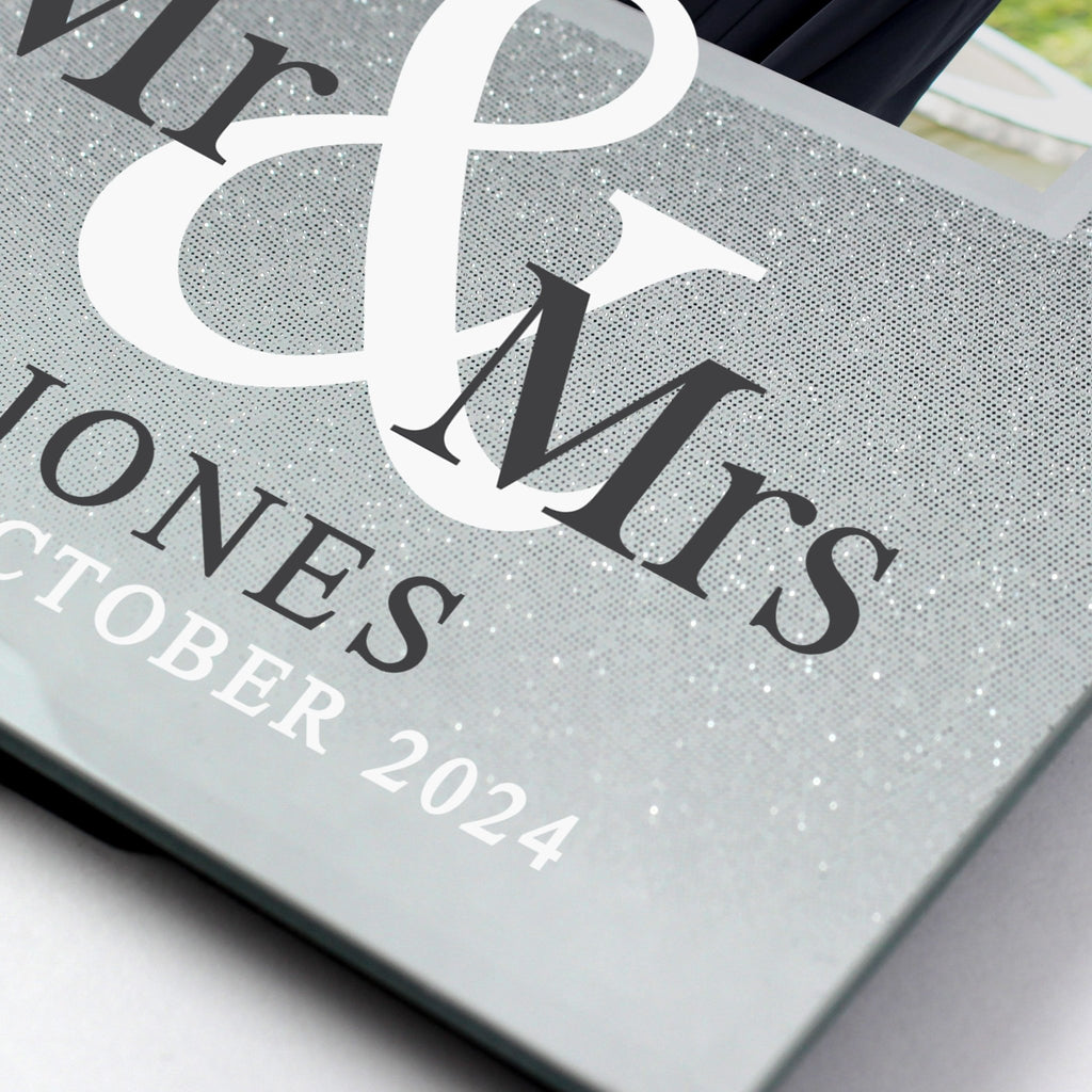 Personalised Mr & Mrs 4x4 Glitter Glass Photo Frame | Inspired Creative Gifts | UK Supplier
