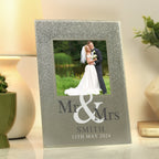 Personalised Mr & Mrs 4x4 Glitter Glass Photo Frame | Inspired Creative Gifts | UK Supplier