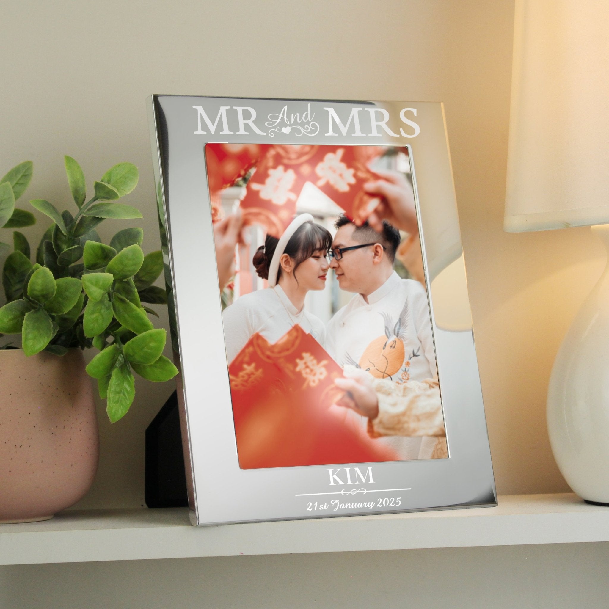 Personalised Mr & Mrs 5x7 Silver Photo Frame | Inspired Creative Gifts | UK Supplier