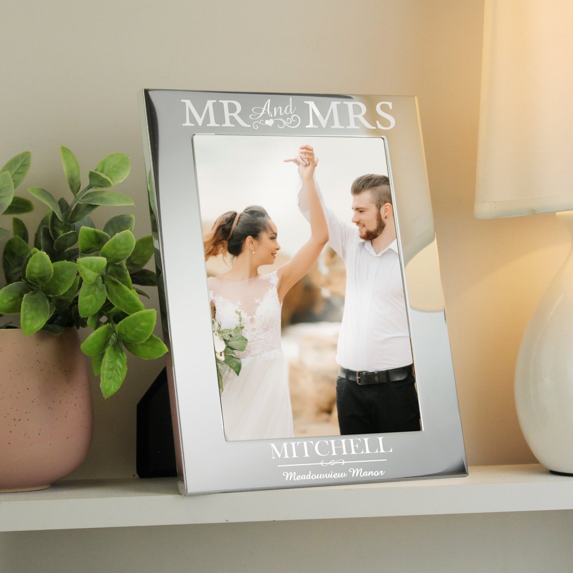 Personalised Mr & Mrs 5x7 Silver Photo Frame | Inspired Creative Gifts | UK Supplier