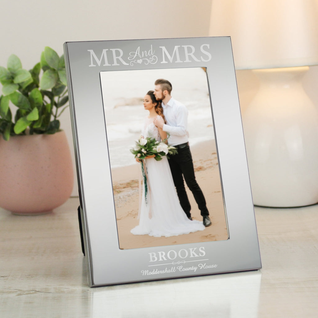Personalised Mr & Mrs 6x4 Silver Photo Frame | Inspired Creative Gifts | UK Supplier