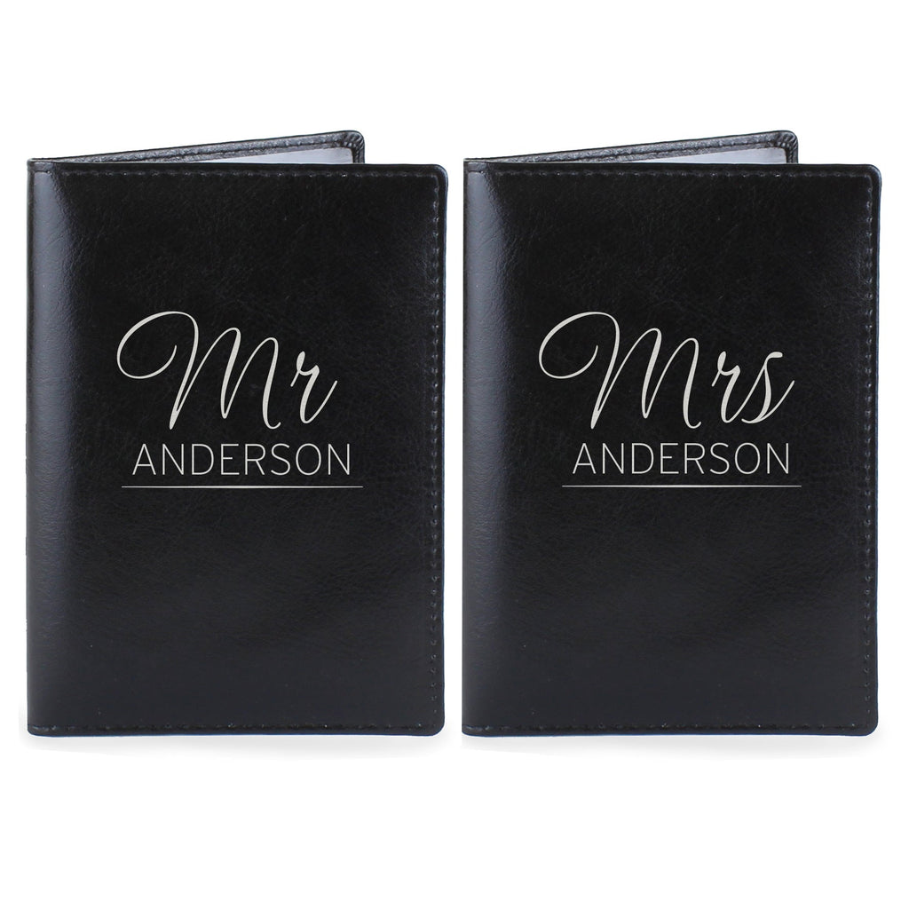 Personalised Mr & Mrs Black Passport Holders | Inspired Creative Gifts | UK Supplier