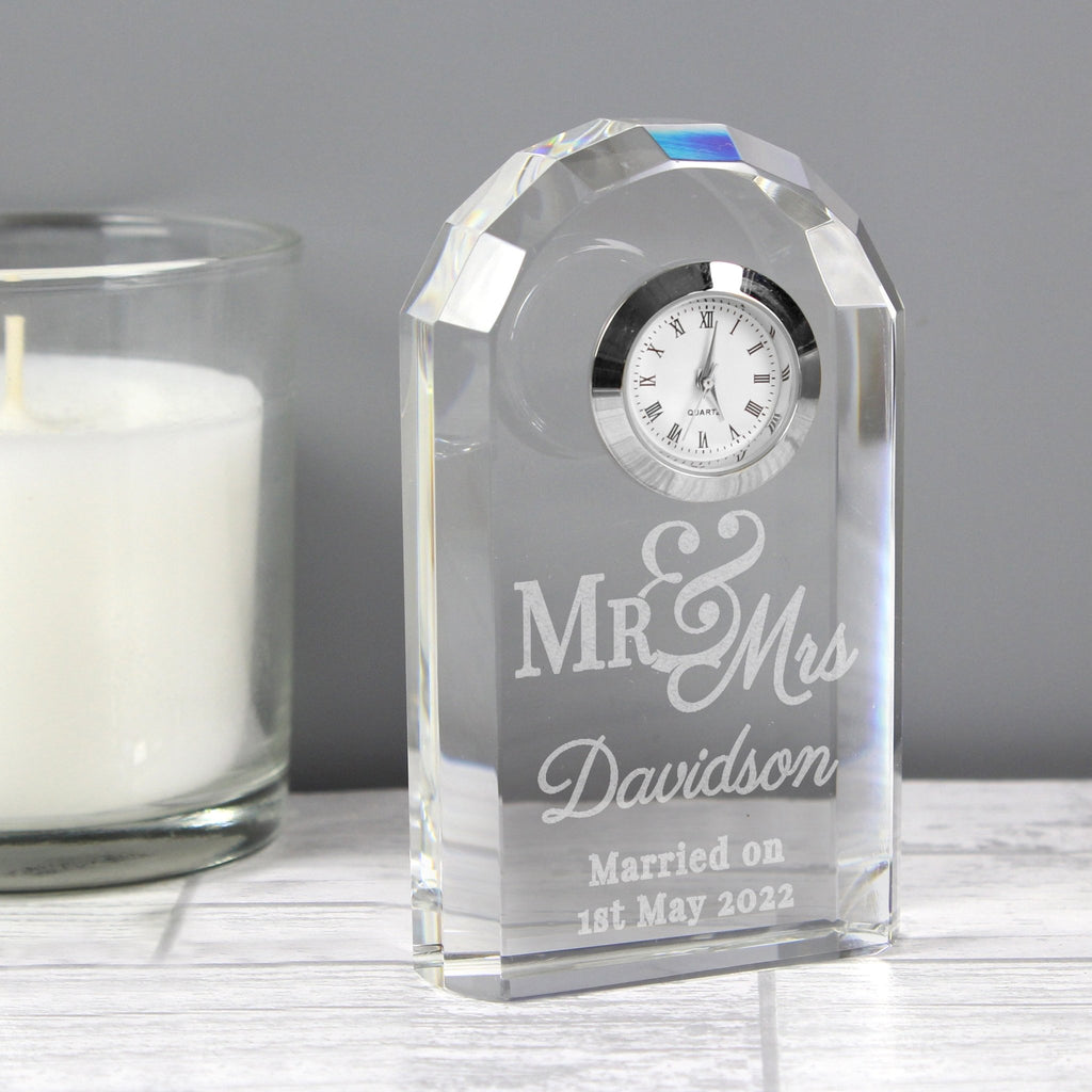 Personalised Mr & Mrs Crystal Clock | Inspired Creative Gifts | UK Supplier