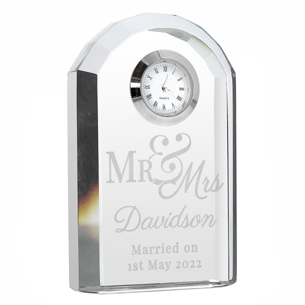 Personalised Mr & Mrs Crystal Clock | Inspired Creative Gifts | UK Supplier