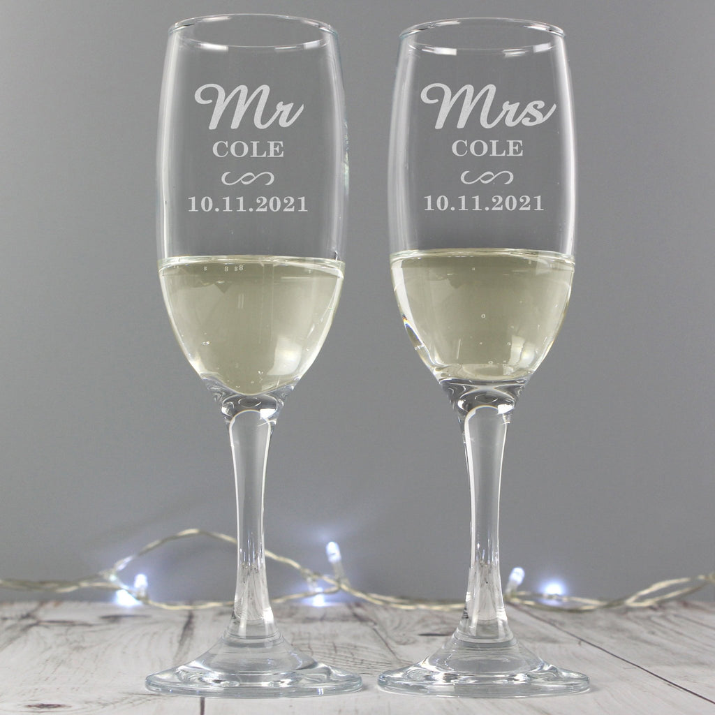 Personalised Mr & Mrs Pair of Flutes | Inspired Creative Gifts | UK Supplier