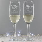 Personalised Mr & Mrs Pair of Flutes | Inspired Creative Gifts | UK Supplier