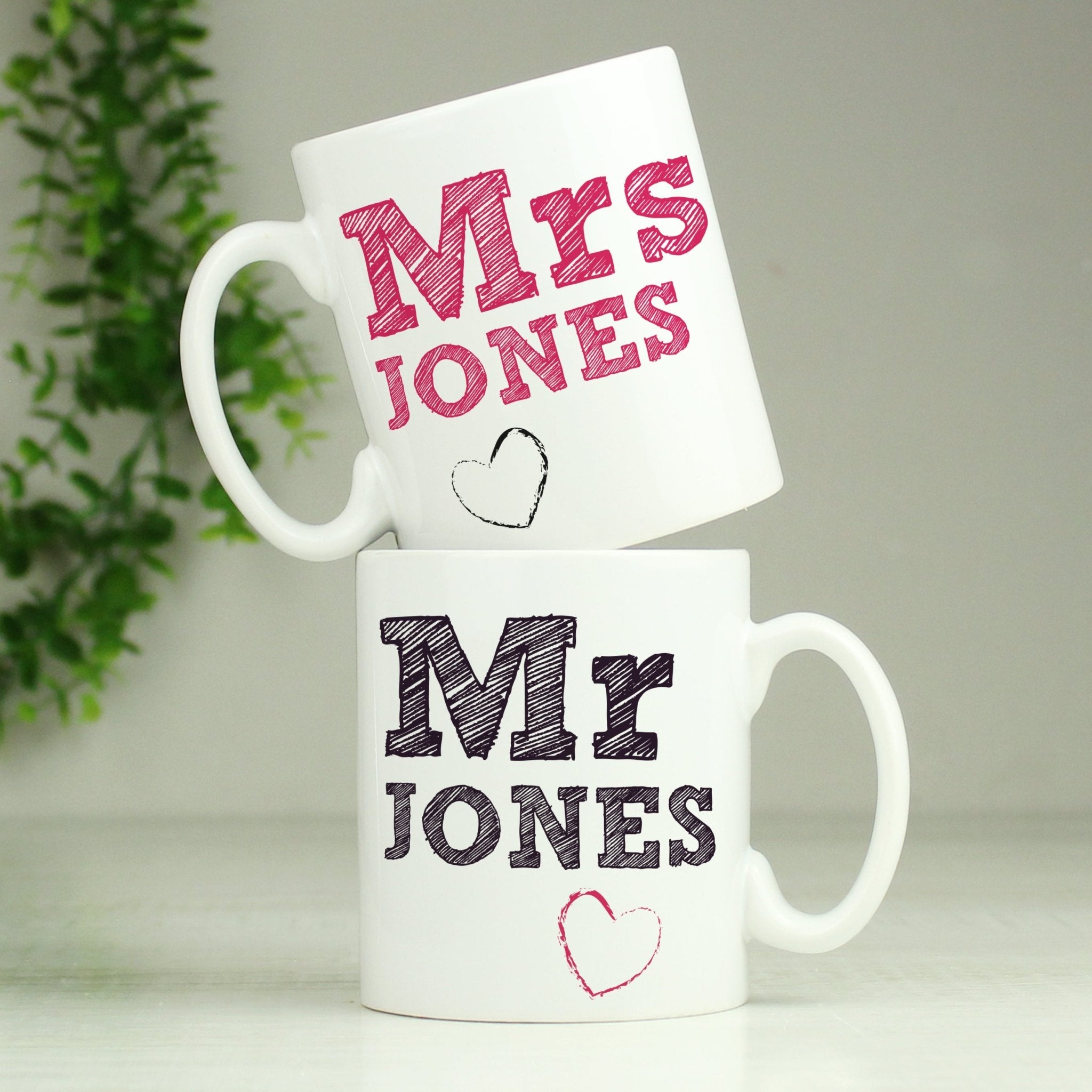 Personalised Mr & Mrs Sketch Mug Set | Inspired Creative Gifts | UK Supplier
