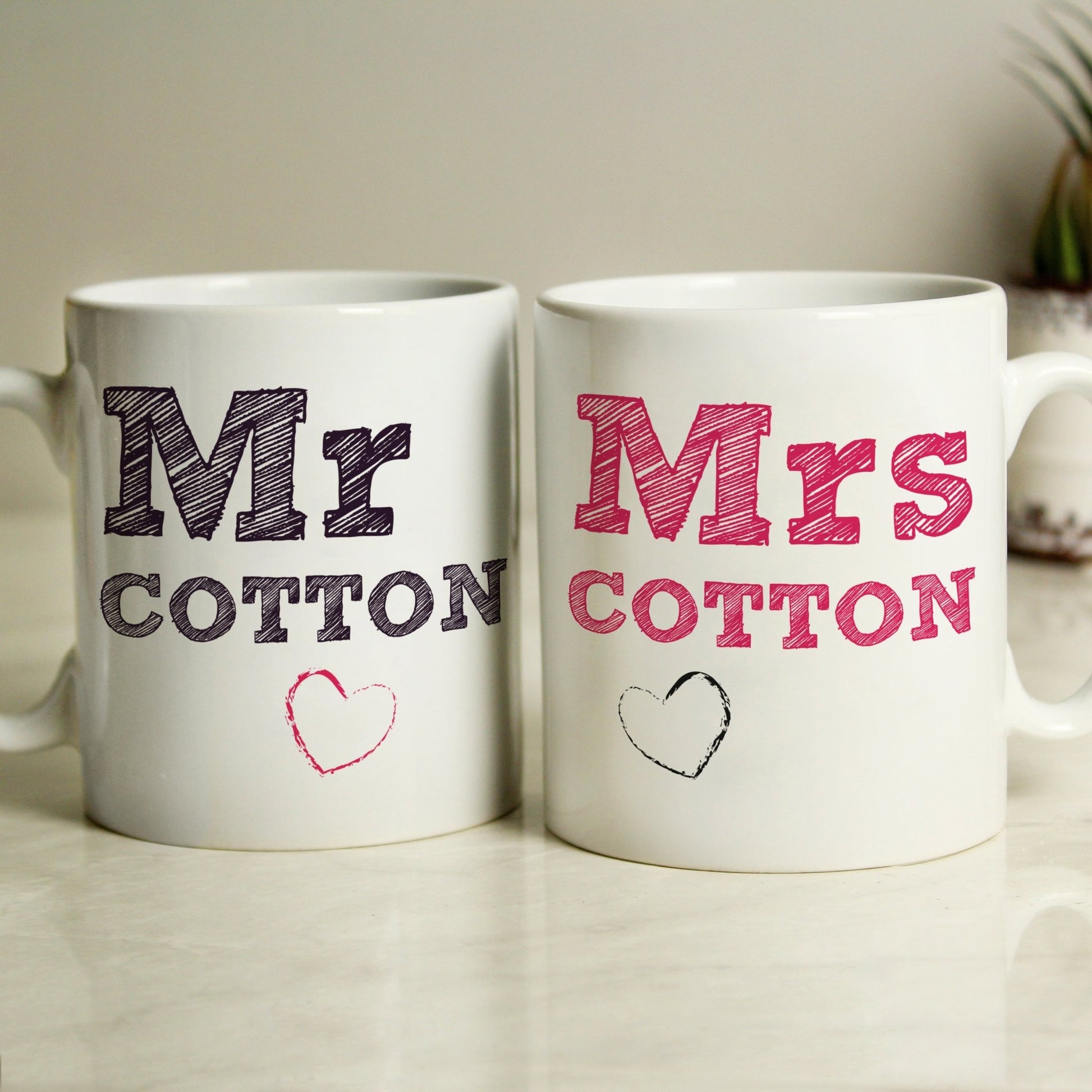 Personalised Mr & Mrs Sketch Mug Set | Inspired Creative Gifts