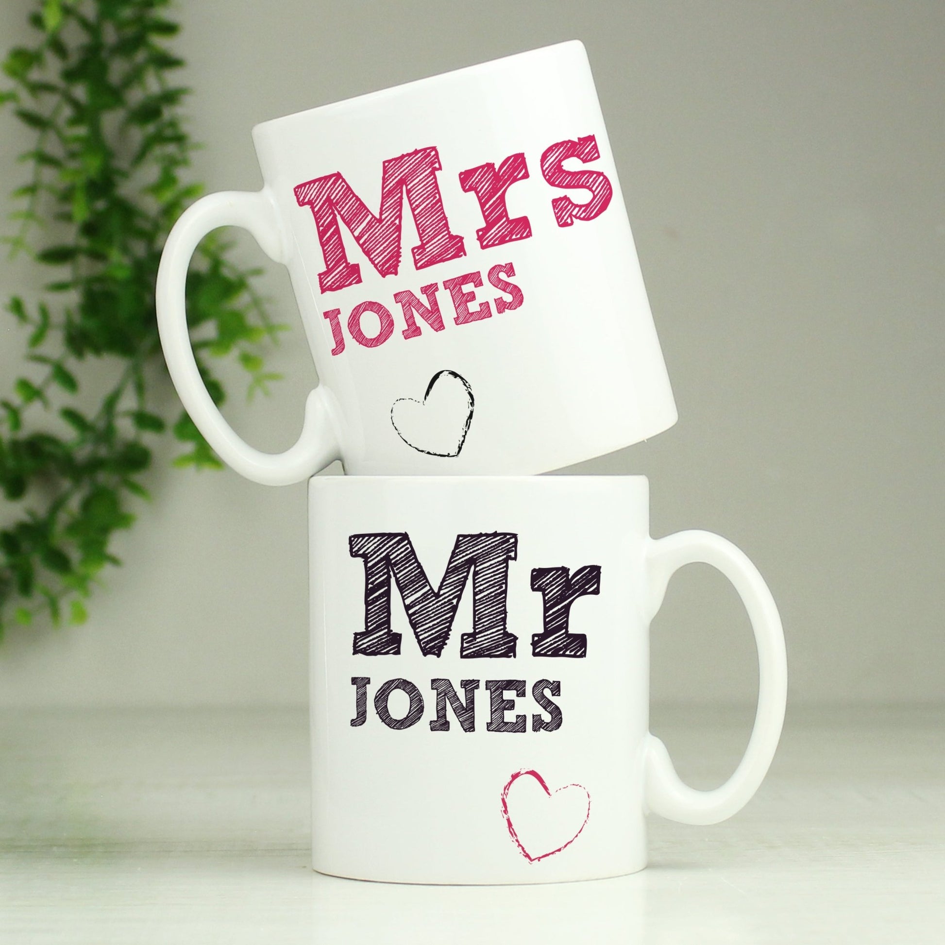Personalised Mr & Mrs Sketch Mug Set | Inspired Creative Gifts