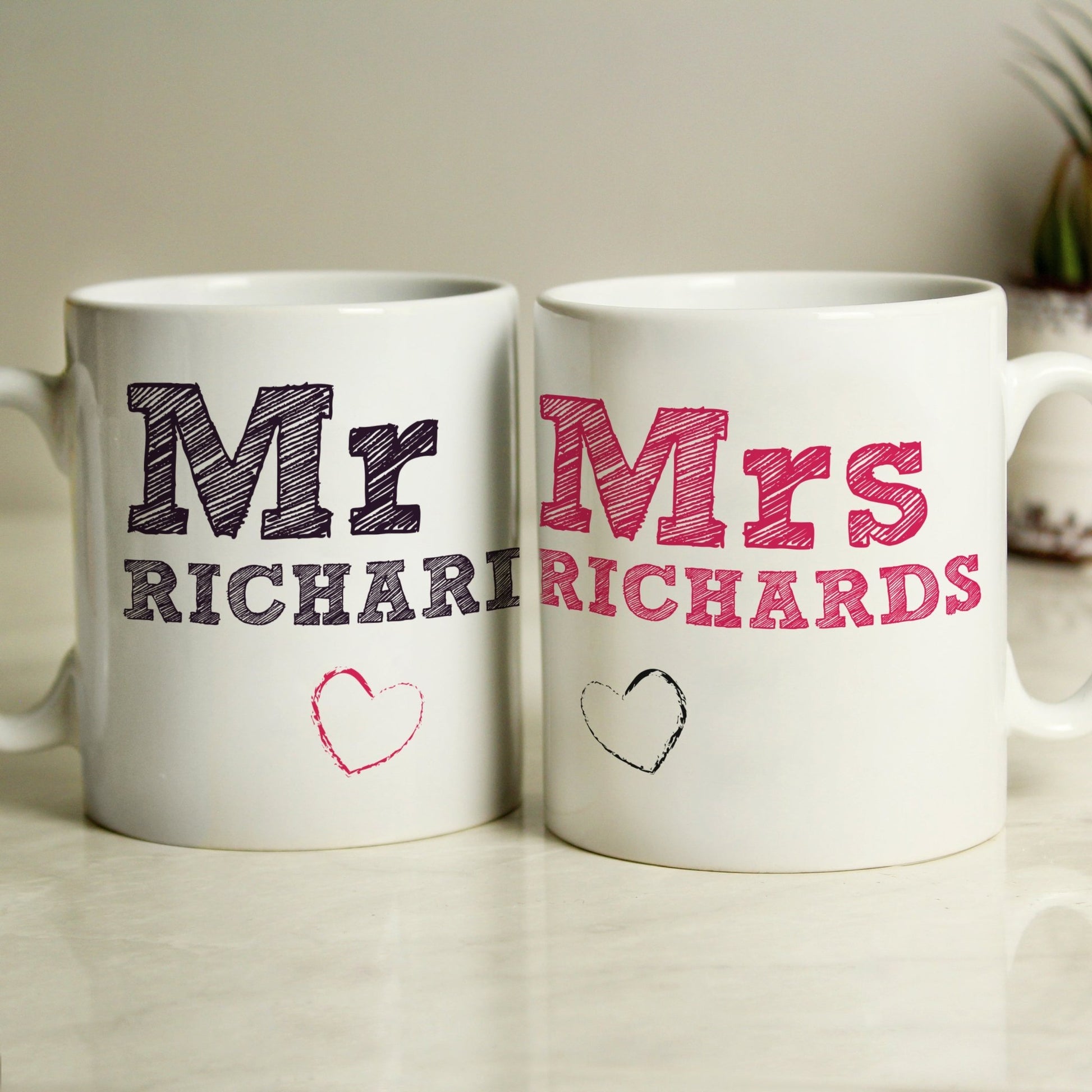 Personalised Mr & Mrs Sketch Mug Set | Inspired Creative Gifts