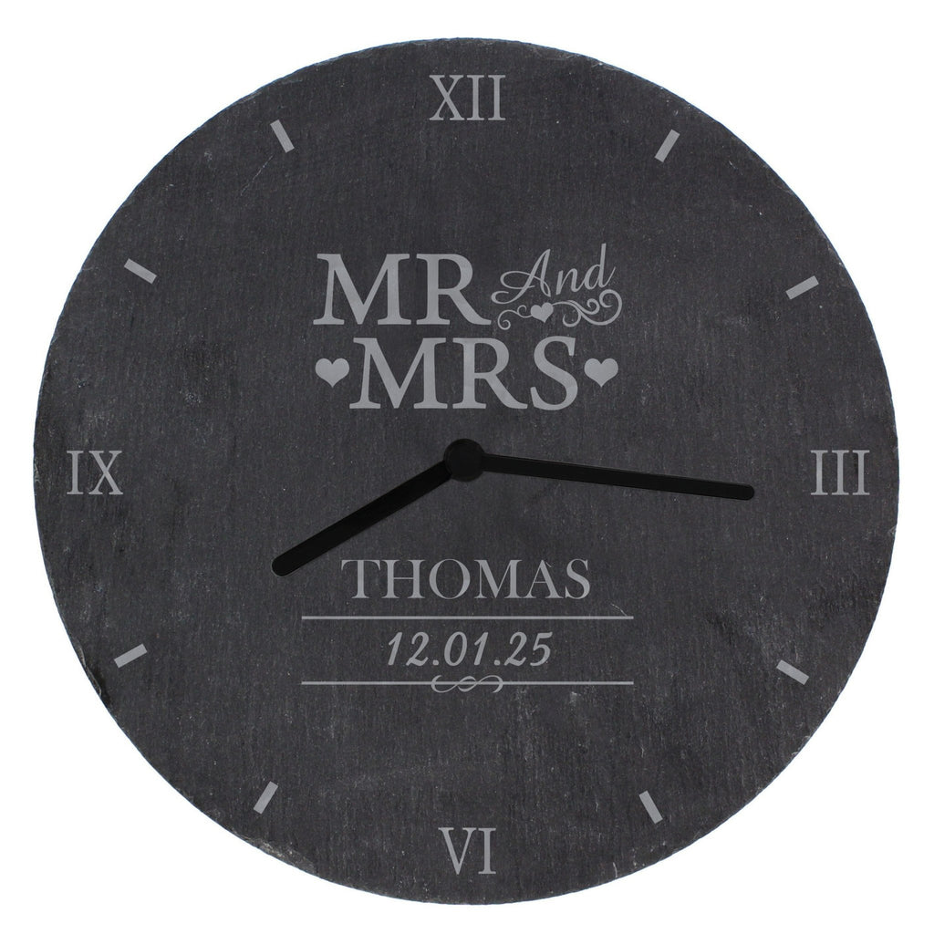 Personalised Mr & Mrs Slate Clock | Inspired Creative Gifts | UK Supplier