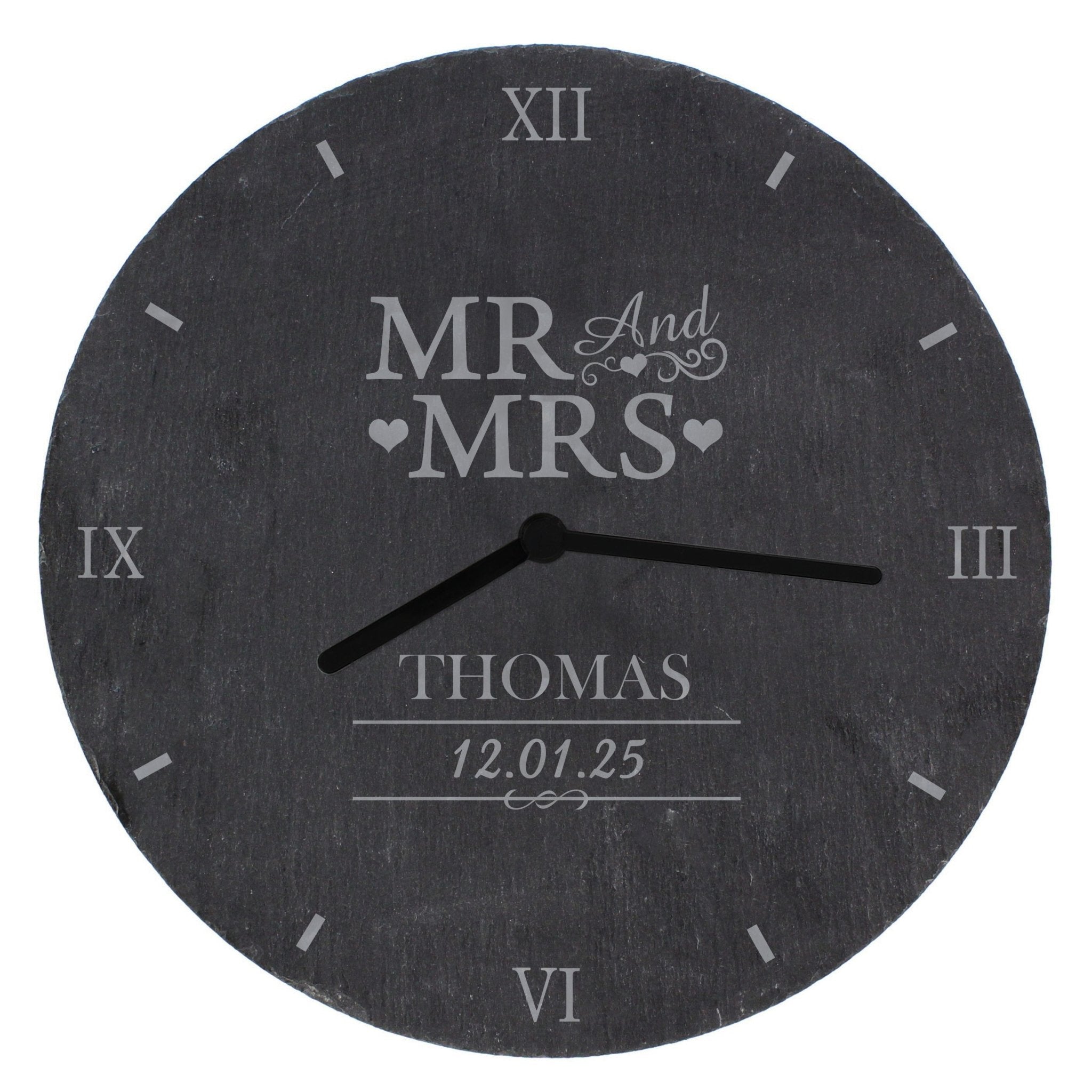 Personalised Mr & Mrs Slate Clock | Inspired Creative Gifts | UK Supplier