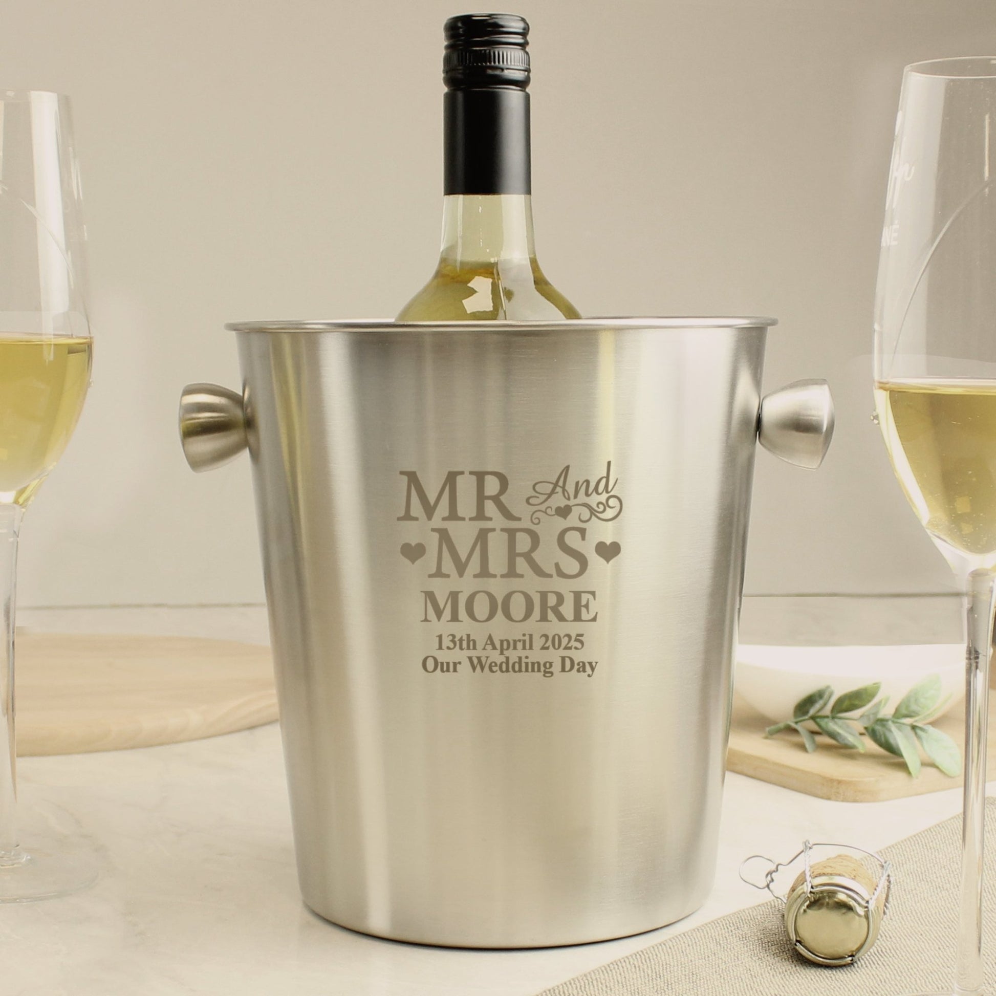 Personalised Mr & Mrs Stainless Steel Ice Bucket | Inspired Creative Gifts | UK Supplier