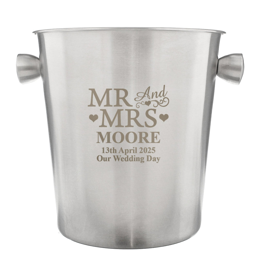 Personalised Mr & Mrs Stainless Steel Ice Bucket | Inspired Creative Gifts | UK Supplier