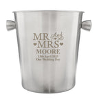 Personalised Mr & Mrs Stainless Steel Ice Bucket | Inspired Creative Gifts | UK Supplier