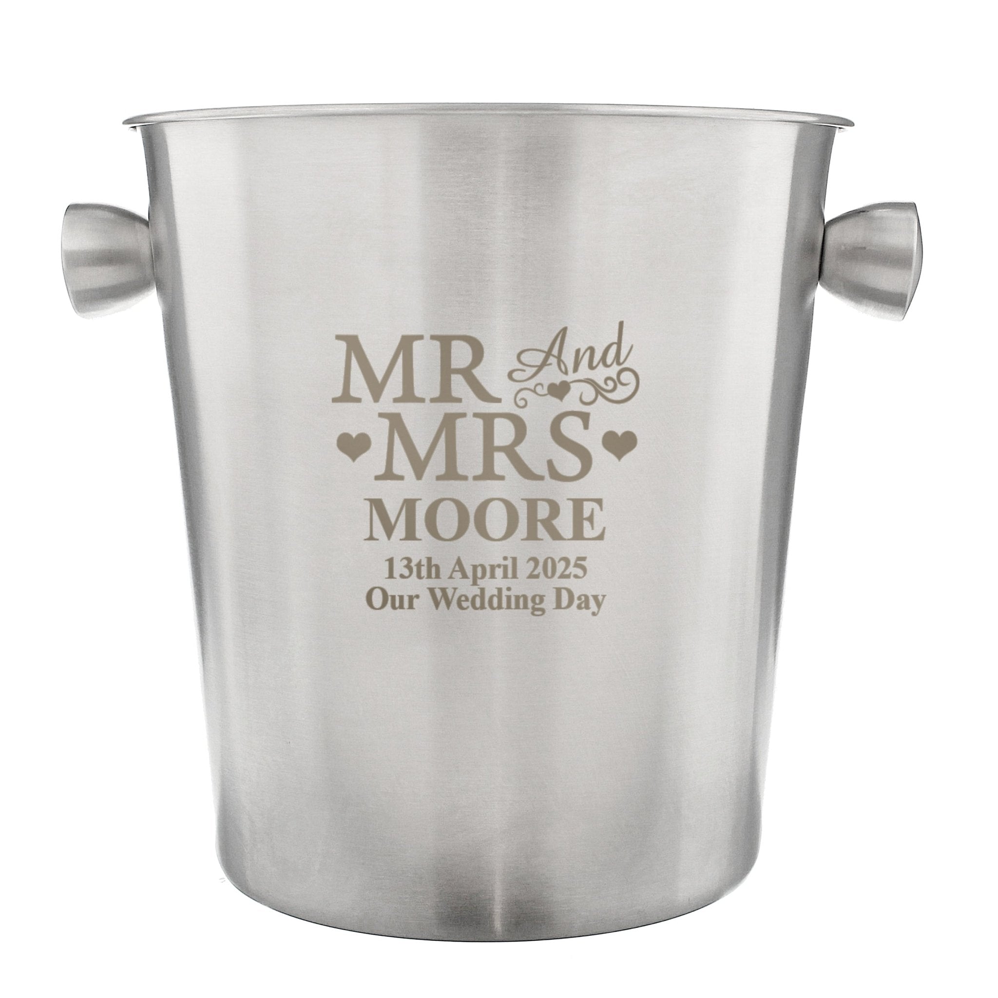 Personalised Mr & Mrs Stainless Steel Ice Bucket | Inspired Creative Gifts | UK Supplier