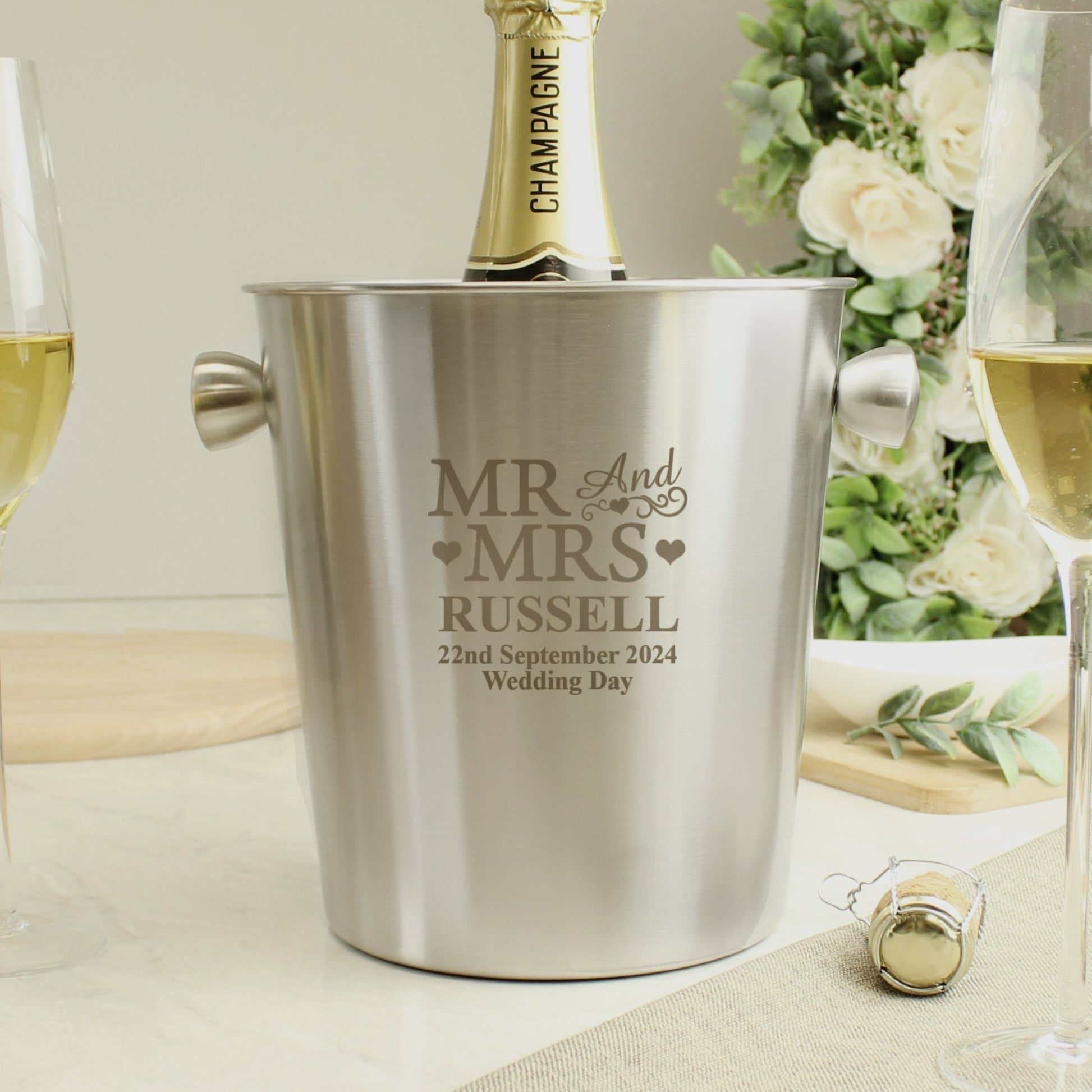 Personalised Mr & Mrs Stainless Steel Ice Bucket | Inspired Creative Gifts | UK Supplier
