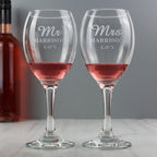 Personalised Mr & Mrs Wine Glass Set | Inspired Creative Gifts | UK Supplier