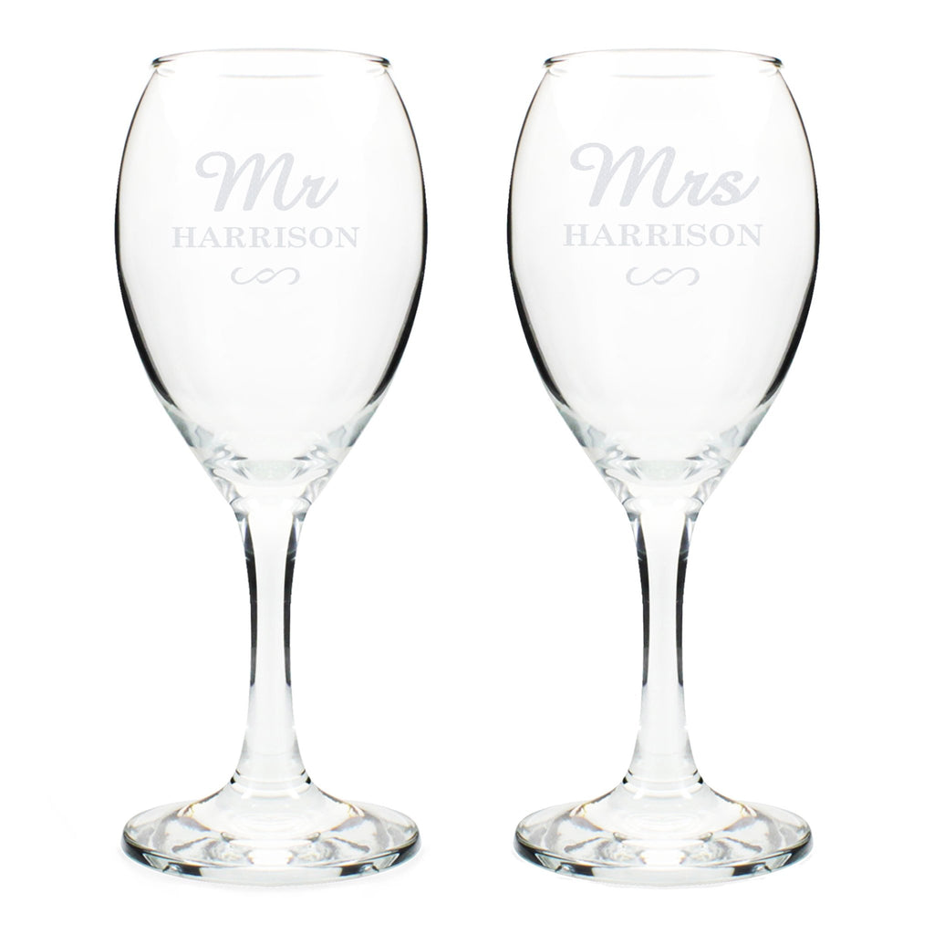 Personalised Mr & Mrs Wine Glass Set | Inspired Creative Gifts | UK Supplier