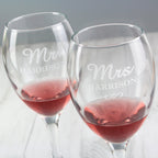 Personalised Mr & Mrs Wine Glass Set | Inspired Creative Gifts | UK Supplier