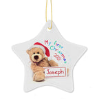 Personalised My First Christmas Teddy Ceramic Star Decoration | Inspired Creative Gifts | UK Supplier