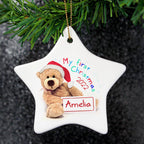 Personalised My First Christmas Teddy Ceramic Star Decoration | Inspired Creative Gifts | UK Supplier