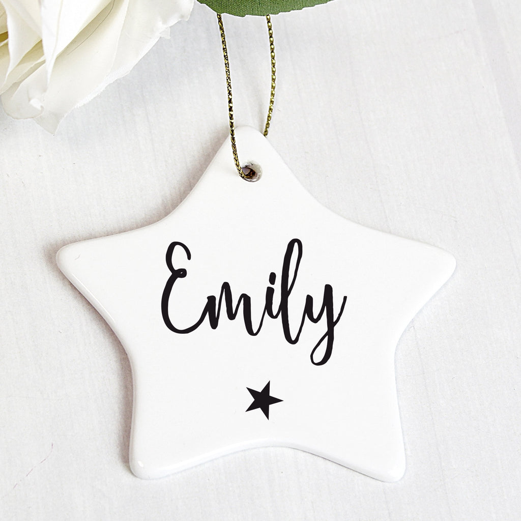 Personalised Name Ceramic Star Decoration | Inspired Creative Gifts | UK Supplier