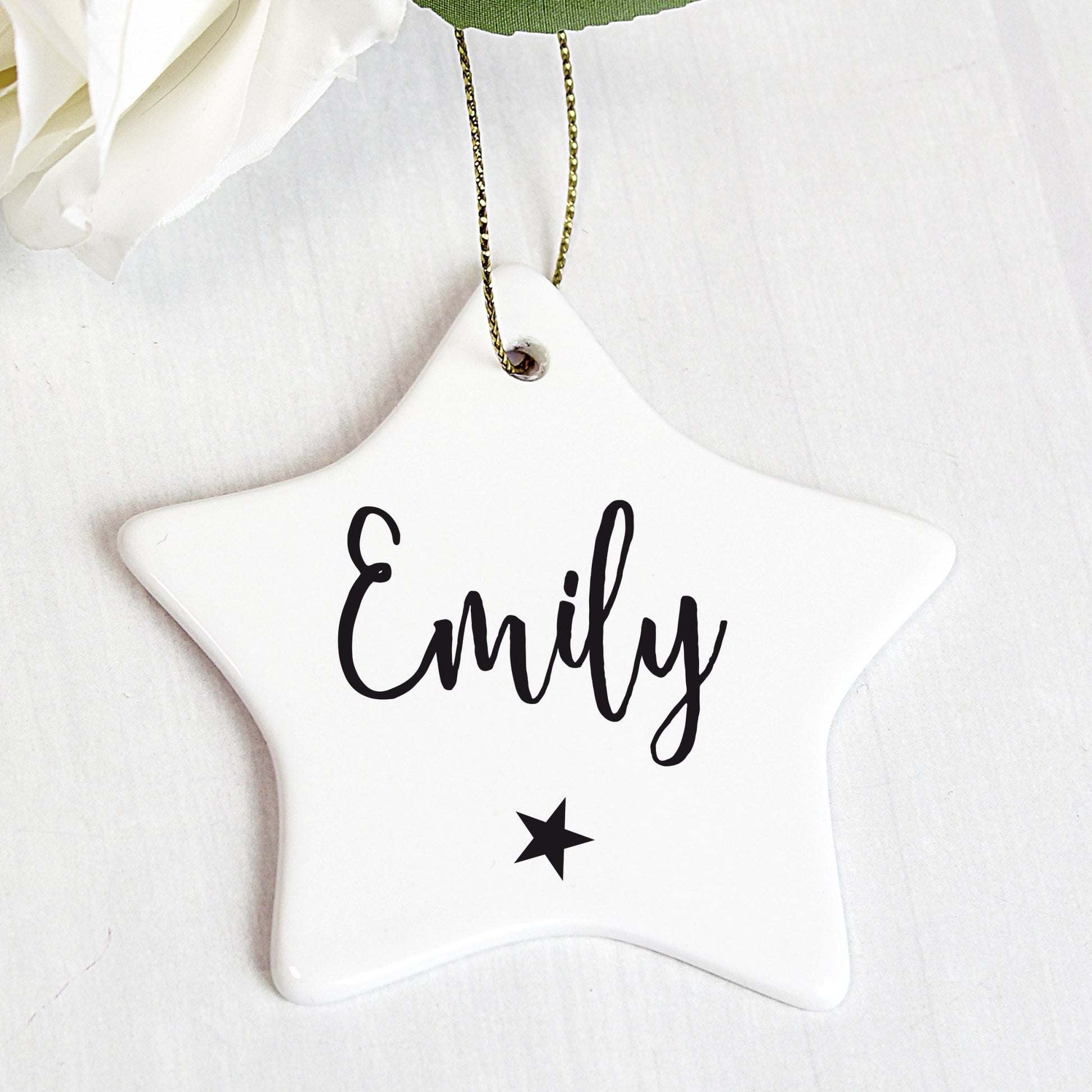 Personalised Name Ceramic Star Decoration | Inspired Creative Gifts | UK Supplier