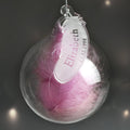 Personalised Name & Date Pink Feather Glass Bauble | Inspired Creative Gifts | UK Supplier