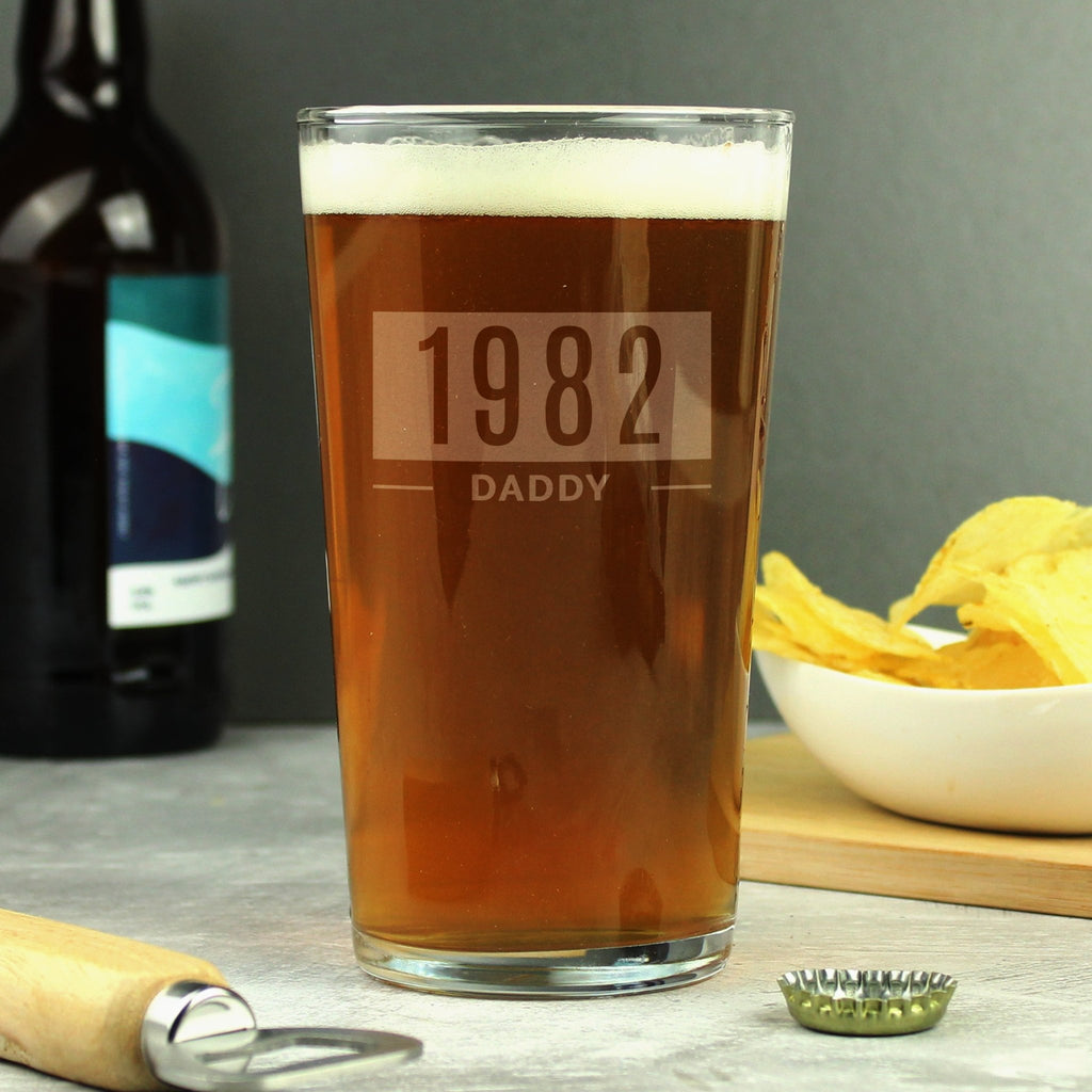Personalised Name & Date Pint Glass | Inspired Creative Gifts | UK Supplier
