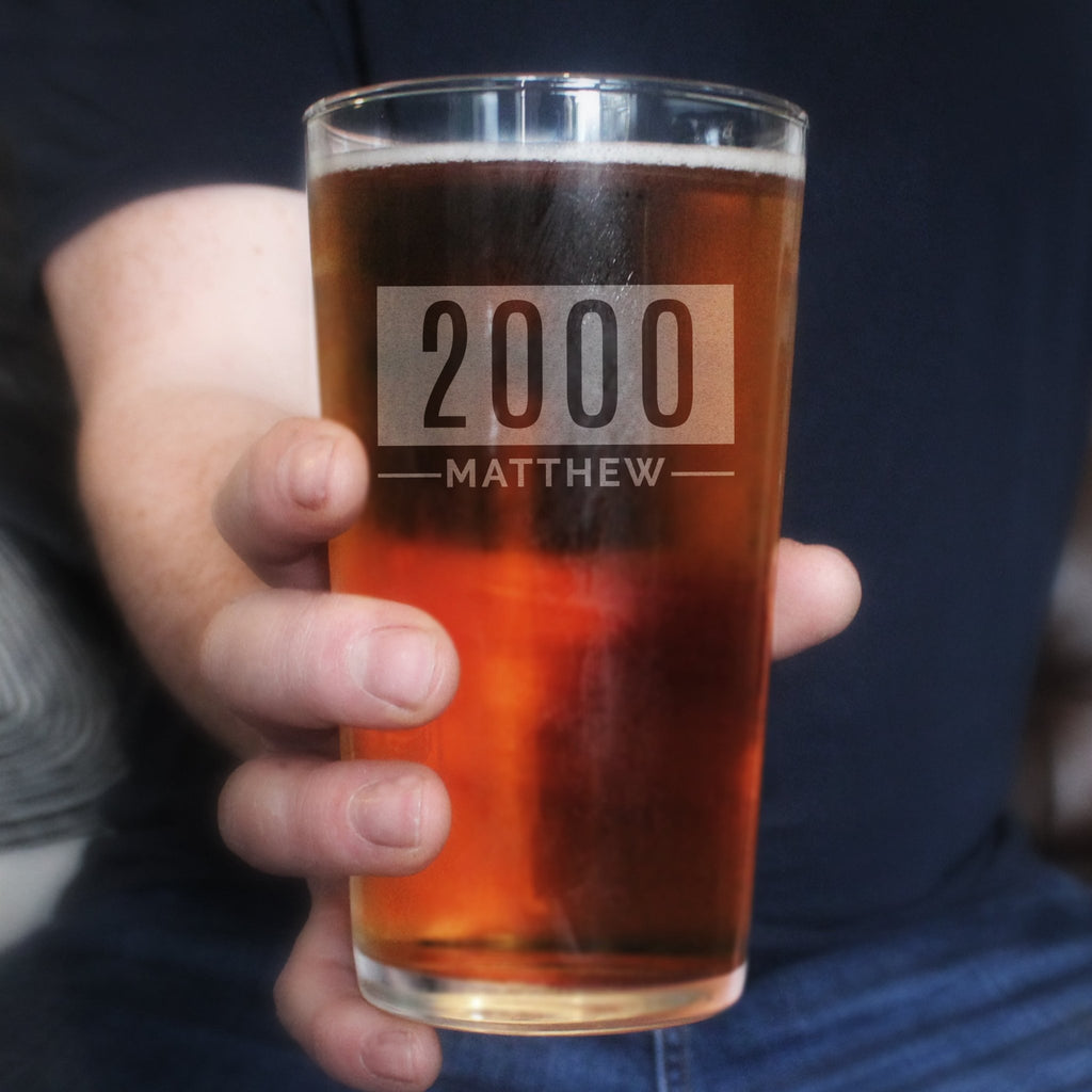Personalised Name & Date Pint Glass | Inspired Creative Gifts | UK Supplier