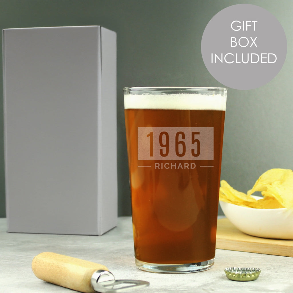 Personalised Name & Date Pint Glass | Inspired Creative Gifts | UK Supplier