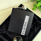 Personalised Name Only Black Hip Flask | Inspired Creative Gifts | UK Supplier