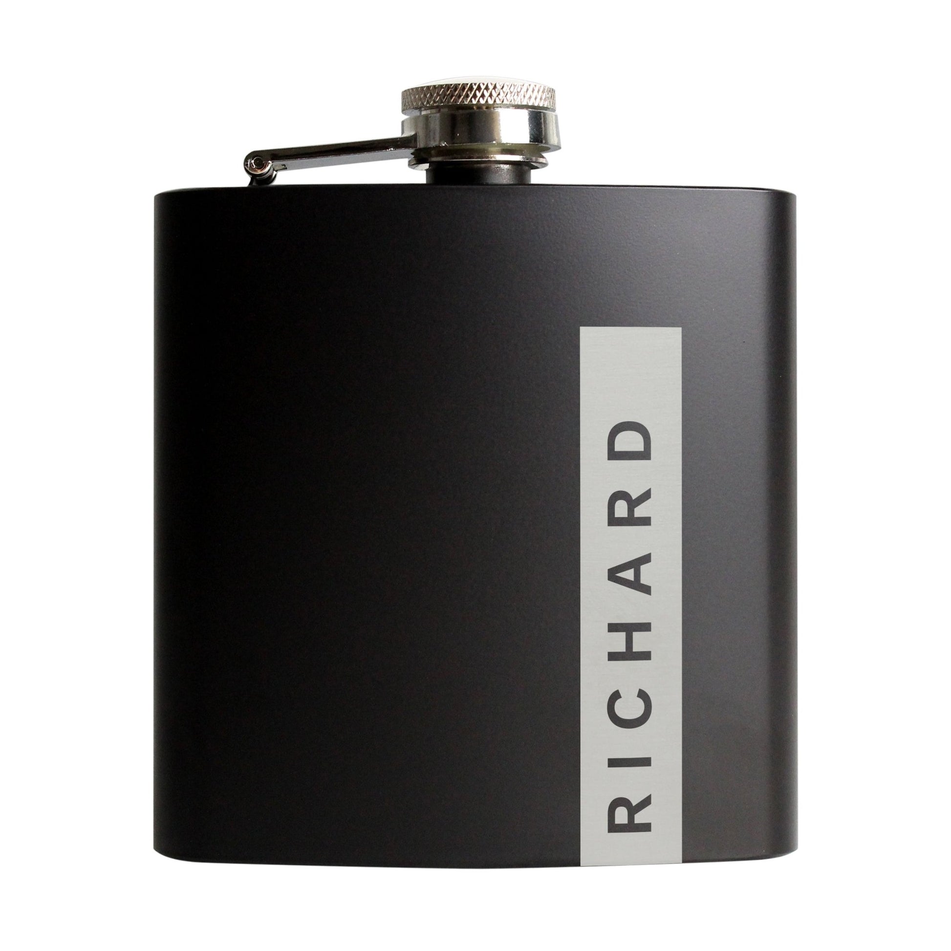 Personalised Name Only Black Hip Flask | Inspired Creative Gifts | UK Supplier