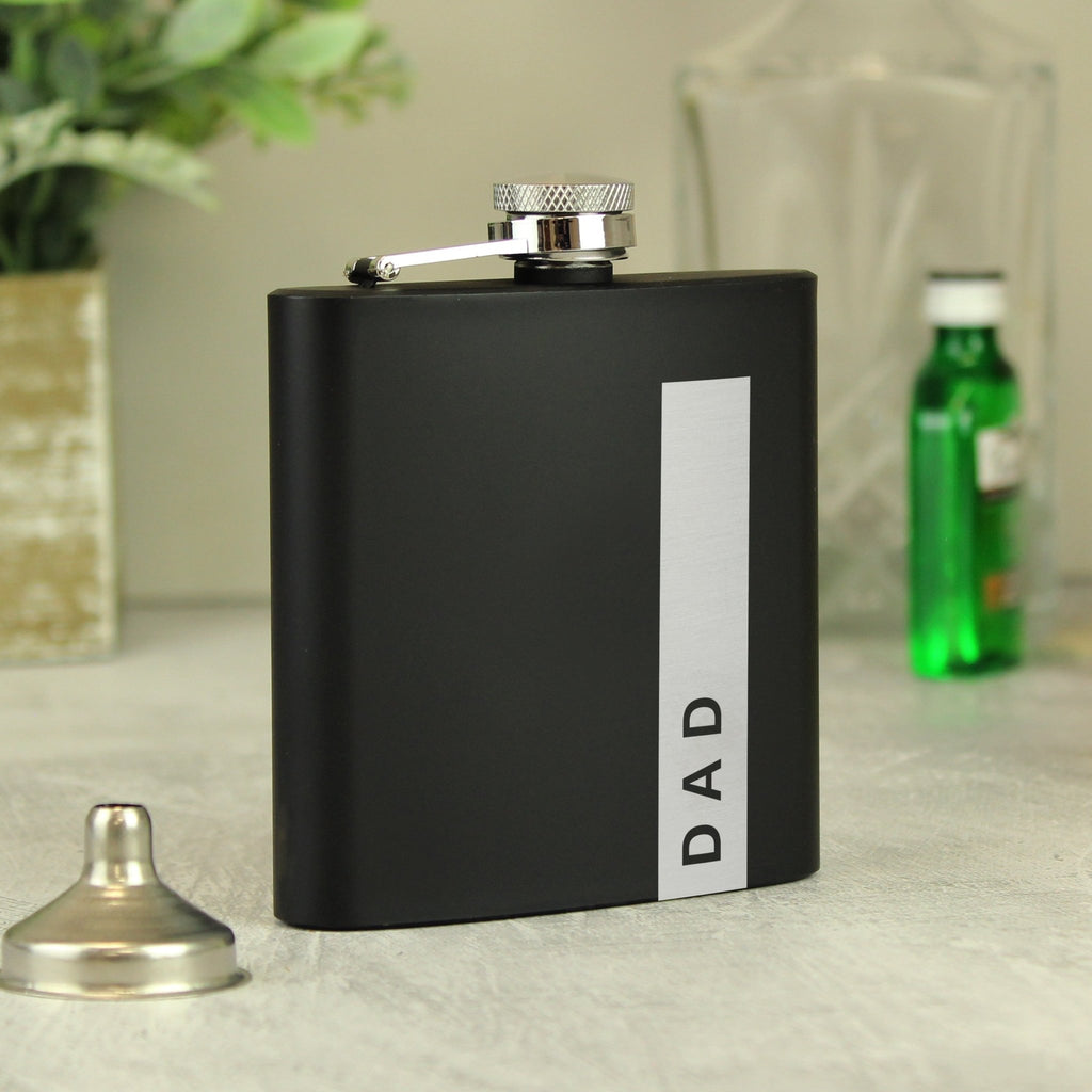 Personalised Name Only Black Hip Flask | Inspired Creative Gifts | UK Supplier