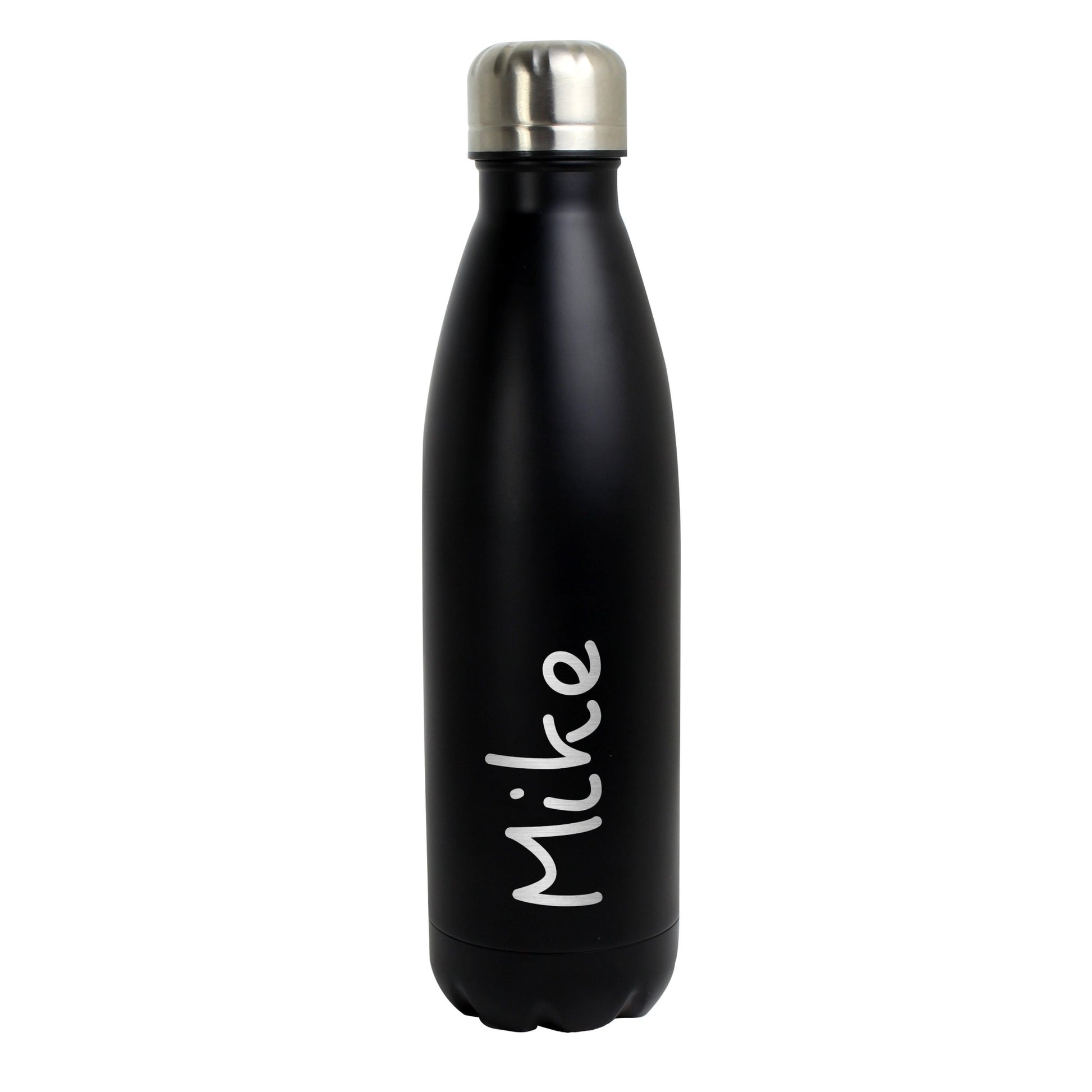 Personalised Name Only Black Metal Insulated Drinks Bottle | Inspired Creative Gifts