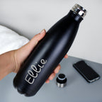 Personalised Name Only Black Metal Insulated Drinks Bottle | Inspired Creative Gifts | UK Supplier