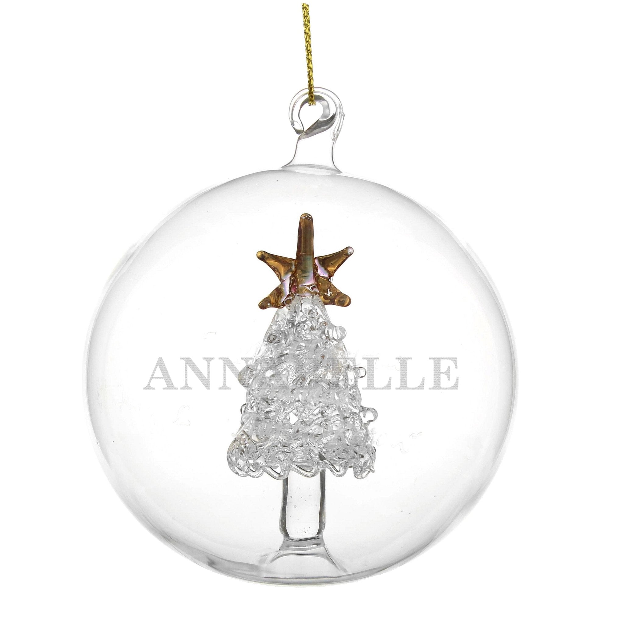 Personalised Name Only Christmas Tree Glass Bauble | Inspired Creative Gifts | UK Supplier