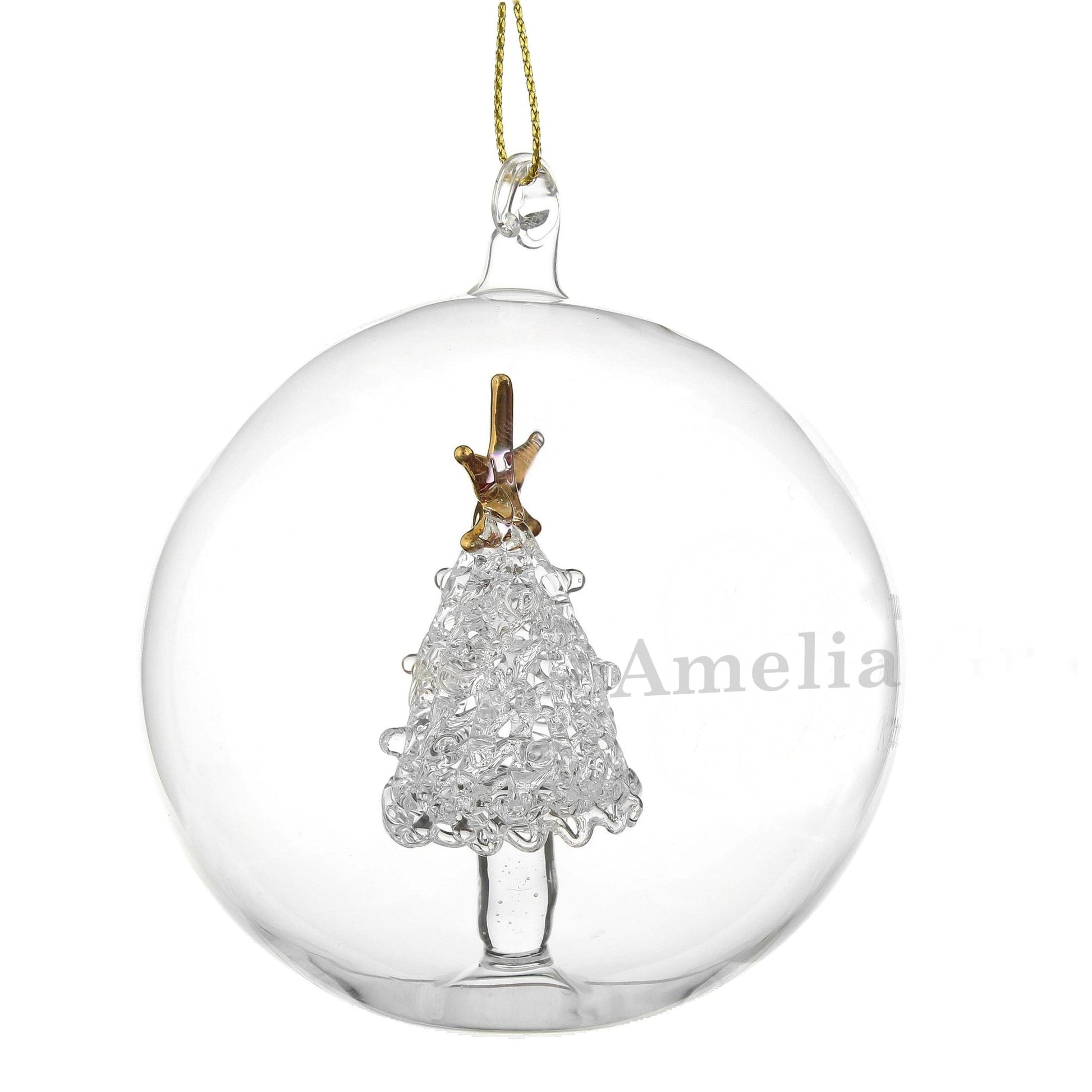 Personalised Name Only Christmas Tree Glass Bauble | Inspired Creative Gifts | UK Supplier