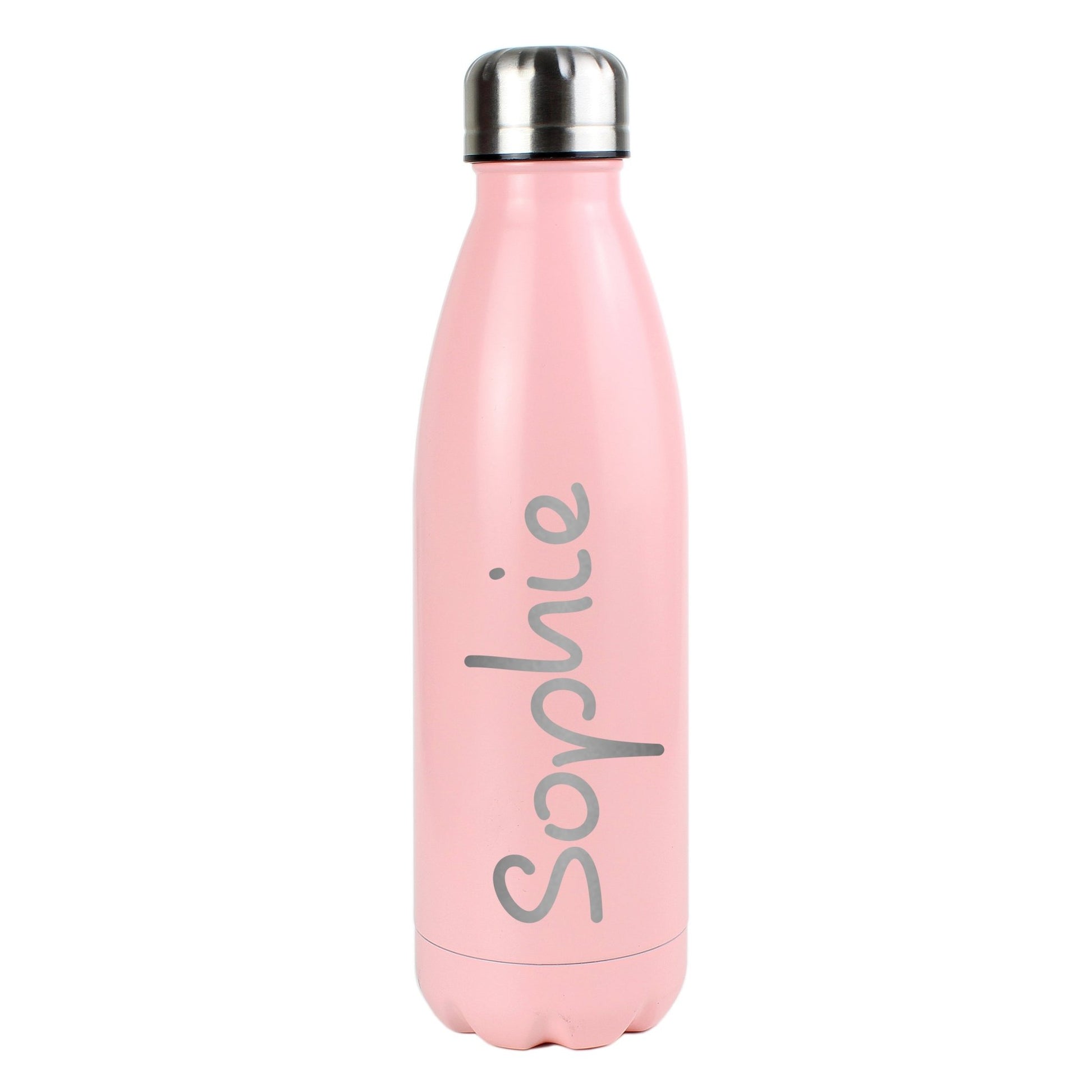 Personalised Name Only Pink Metal Insulated Drinks Bottle | Inspired Creative Gifts