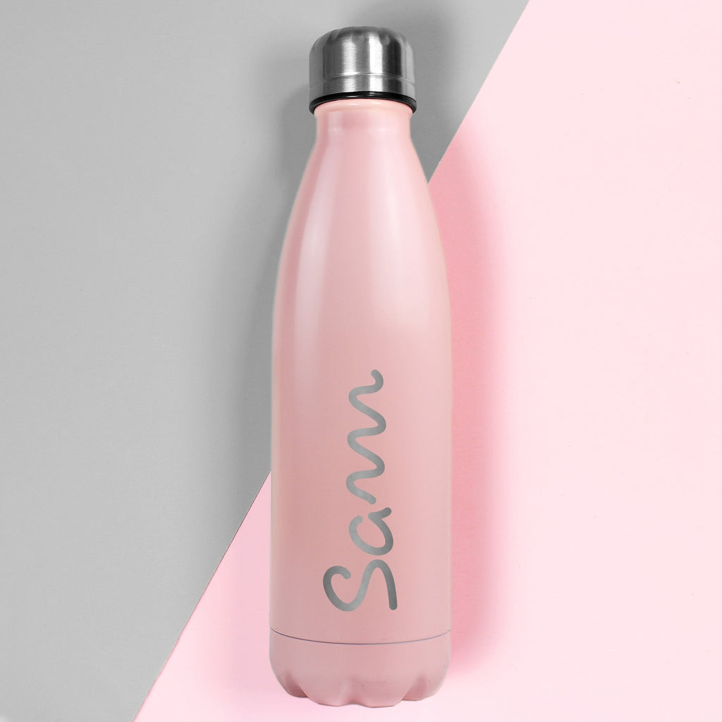 Personalised Name Only Pink Metal Insulated Drinks Bottle | Inspired Creative Gifts